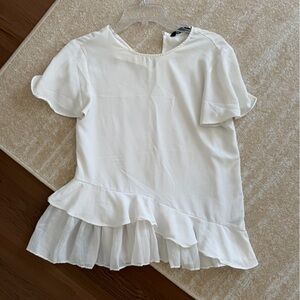 Zara White Ruffled Blouse